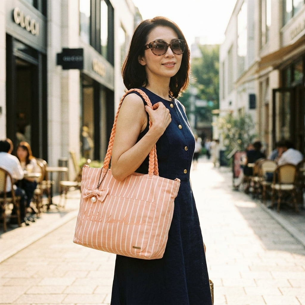 HbG Shoulder Bag
 Mother bag with pouch and diaper changing sheet, pink [SS]
 【second hand】 