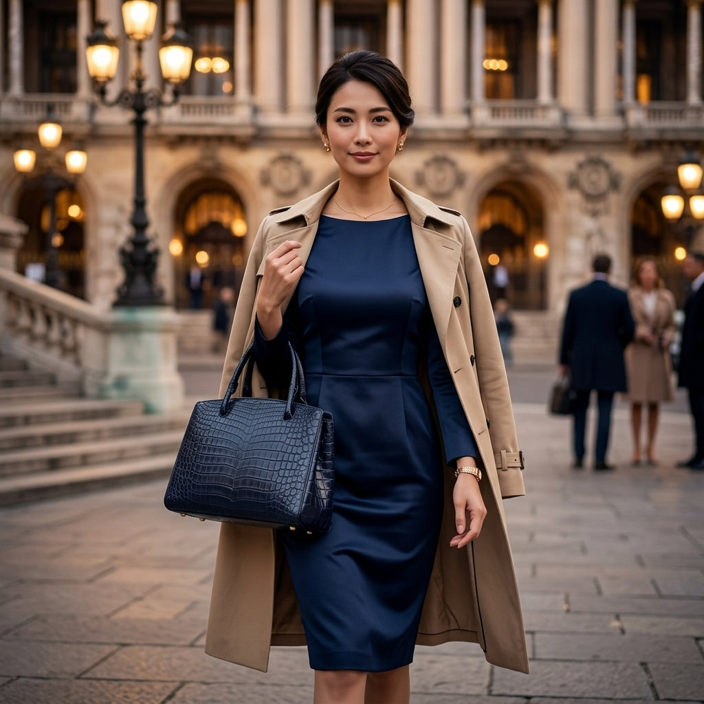 Handbags 
2WAY Matte Crocodile Shoulder Bag Crocodile 5885 Navy [SS] 