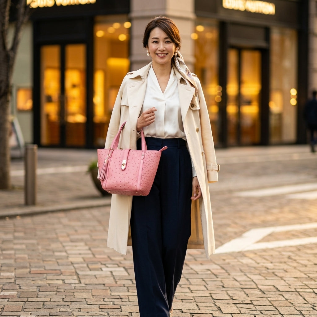 オーストリッチ ostrich ハンドバッグ
 ハンドバック 訳あり ハーフポイント オーストリッチ 1088 パールピンク 【SS】
 【中古】