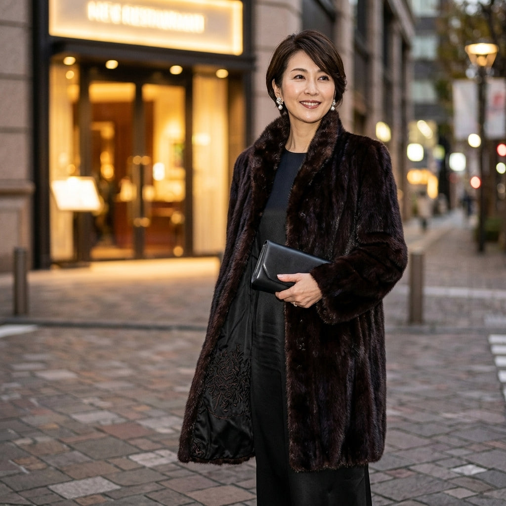 ファーコート Fur Court その他アウター
 毛皮コート SAGAミンク 13号 ダークブラウン 【SS】
 【中古】