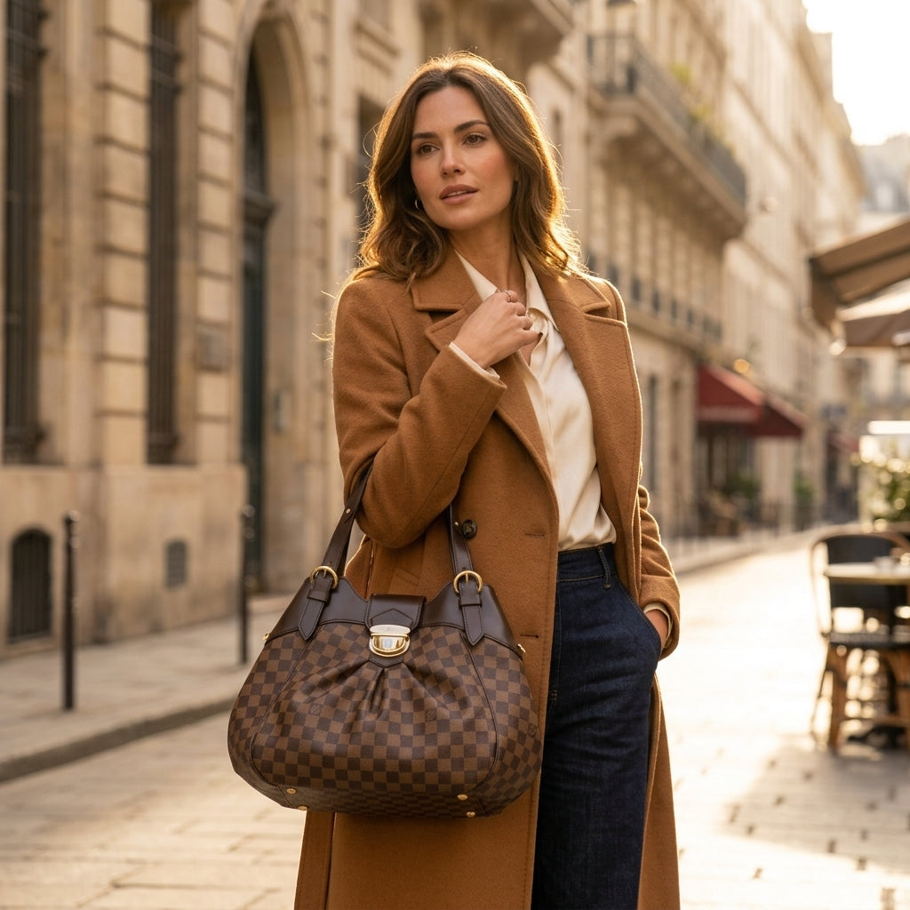 ルイヴィトン LOUIS VUITTON ハンドバッグ
 トートバッグ ダミエ システィナGM ダミエキャンバス N41540 ブラウン LV
 【SS】
 【中古】