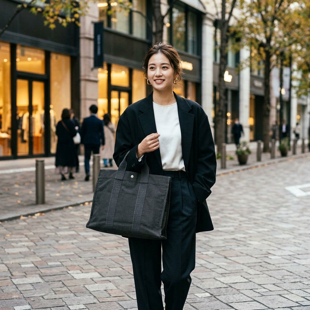 Hermes HERMES Tote Bag
 Air Line Tote MM Business Bag Canvas Canvas Gray [SS]
 【second hand】 
