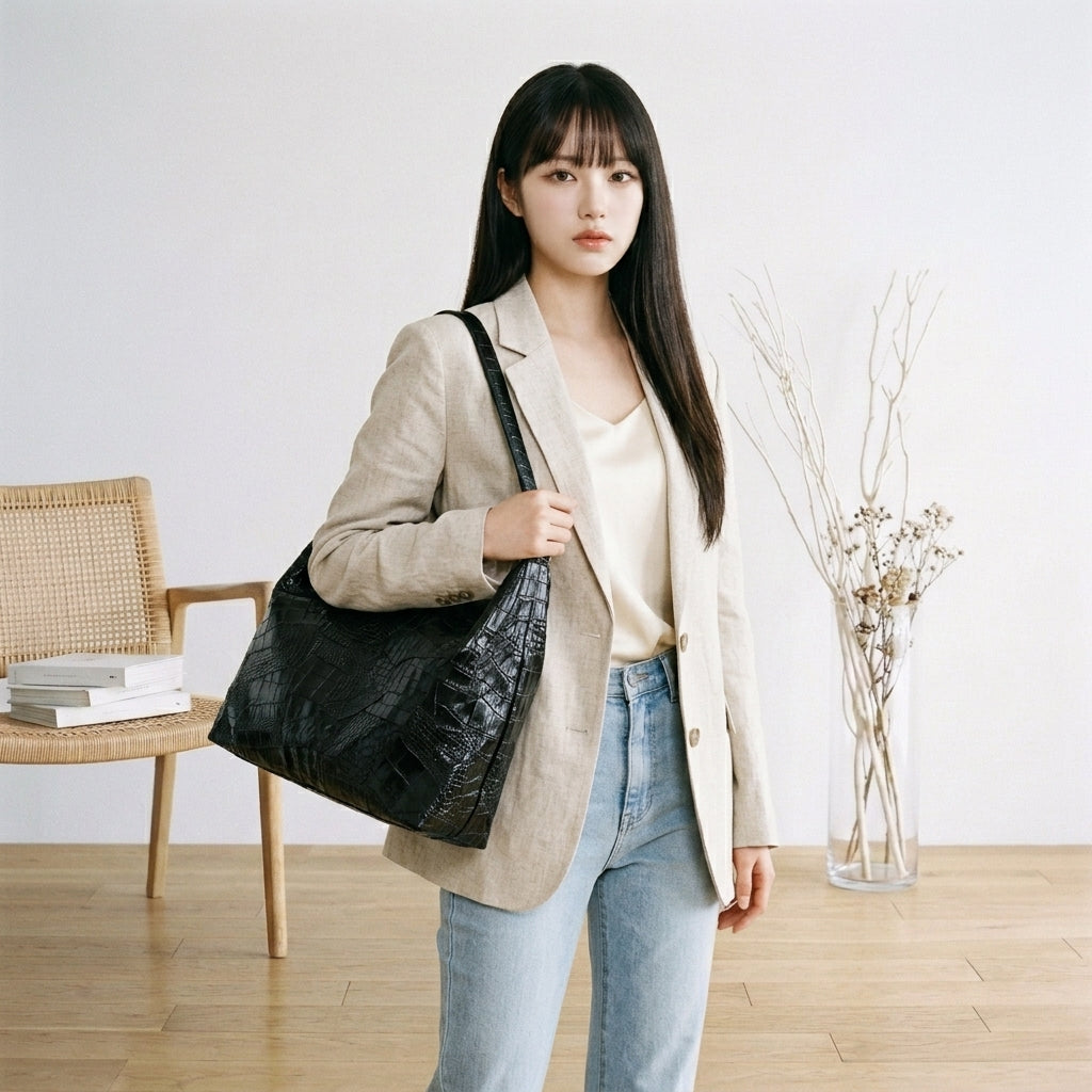 クロコダイル CROCODILE ショルダーバッグ
 パッチワーク 訳あり マット クロコダイル K-11765 ブラック 【H】