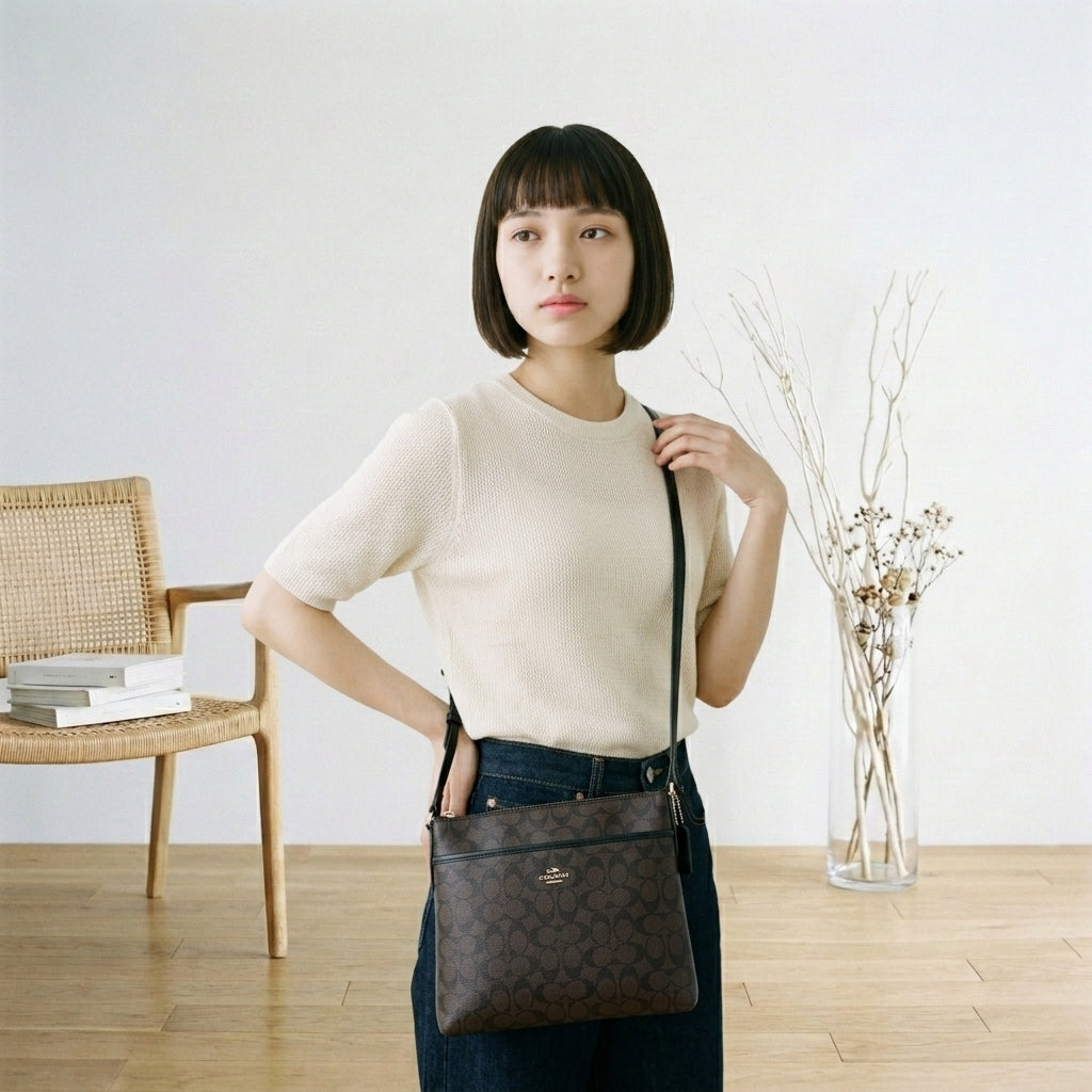 コーチ COACH トートバッグ
 ショルダーバッグ レザ－ ギャラリートート レザー ブラウン 【SS】
 【中古】