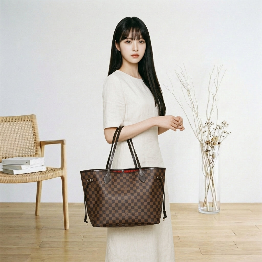 ルイヴィトン LOUIS VUITTON トートバッグ
 軽量 ダミエ ネヴァーフルMM 廃盤 ダミエキャンバス N51105 ブラウン LV
 【SS】
 【中古】