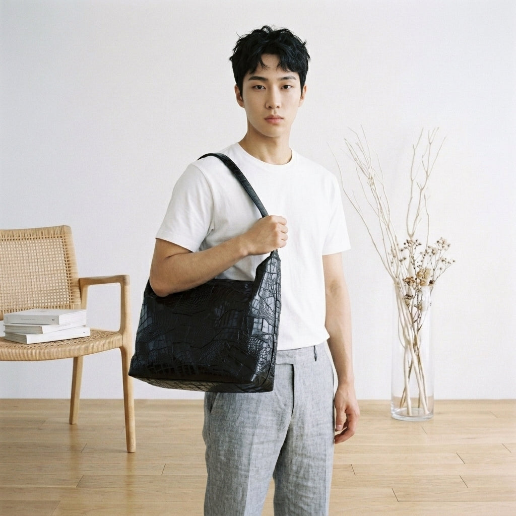 クロコダイル CROCODILE ショルダーバッグ
 パッチワーク 訳あり マット クロコダイル K-11765 ブラック 【H】