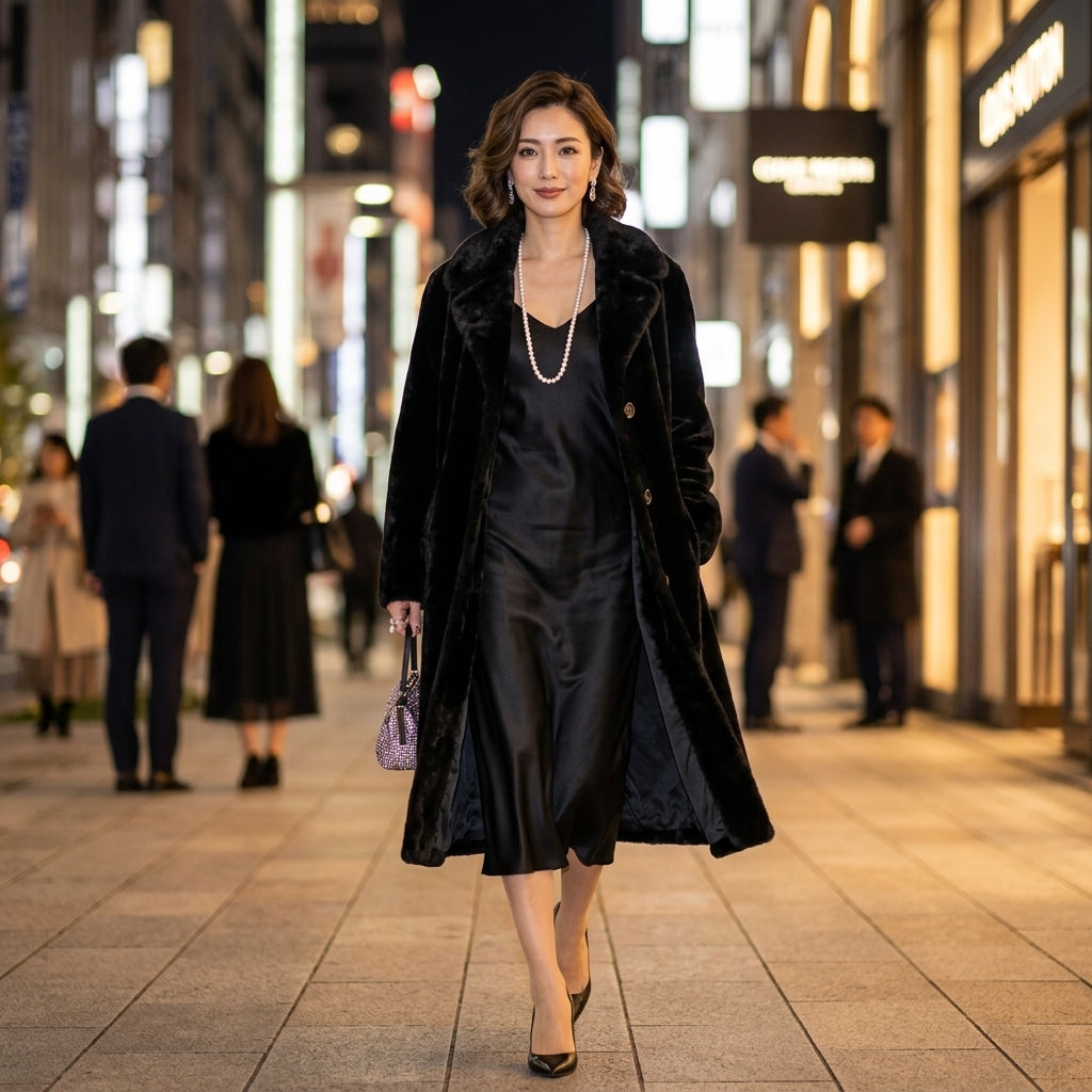 ファーコート Fur Court その他アウター
 シェアードミンク 毛皮 コート リバーシブル シェアードミンク ブラック 【H】
 【中古】