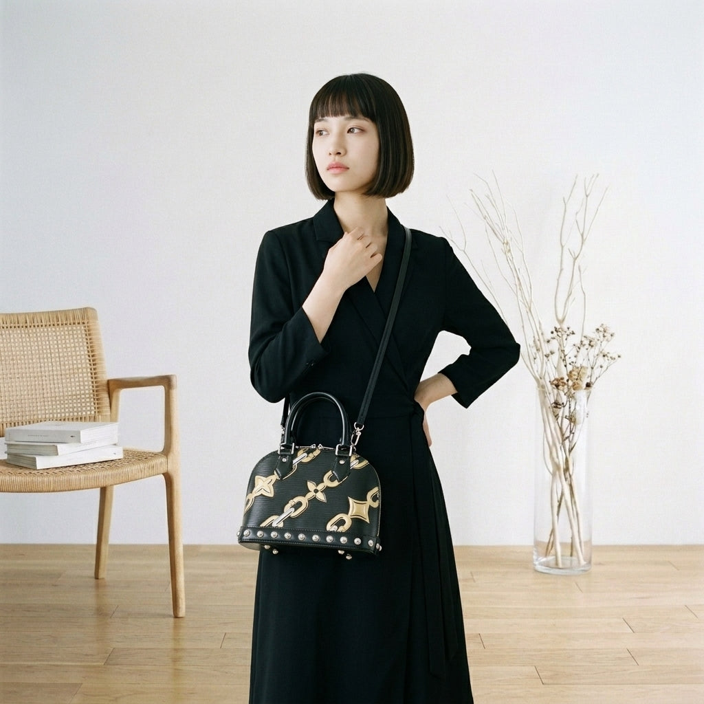 ルイヴィトン LOUIS VUITTON ショルダーバッグ
 チェーン柄 エピ アルマBB エピレザー M42482 ノワール LV
 【SS】
 【中古】